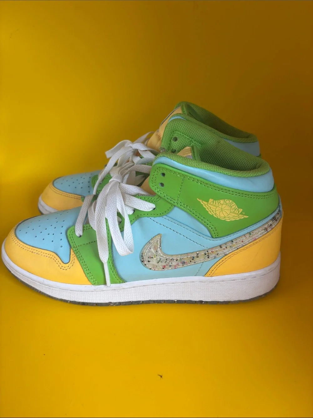 Nike Kids Mid-Top Sneakers in Yellow, Green & Light Blue